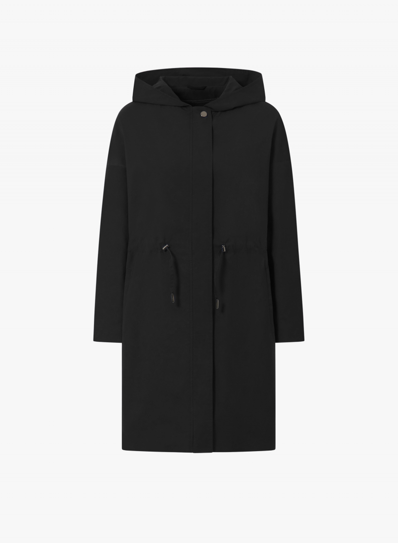 Parka nero in tessuto tecnico antigoccia