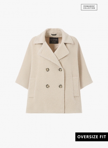 Mantella beige doppio petto in lana e alpaca | Cinzia Rocca