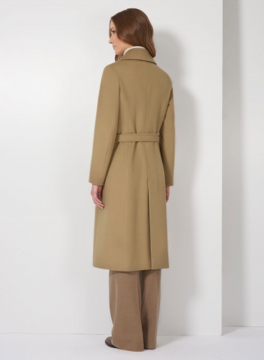 Cappotto cammello con cintura in puro cashmere linea aderente