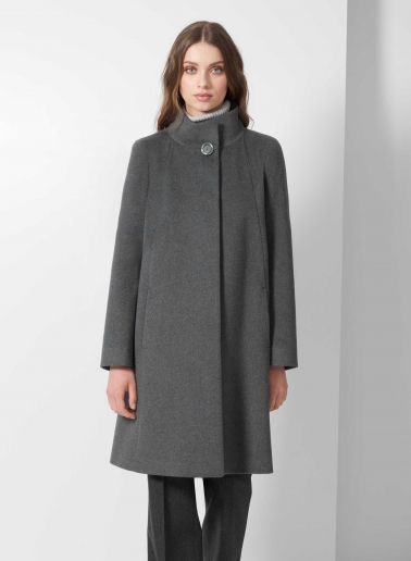 Cappotto grigio svasato in puro cashmere