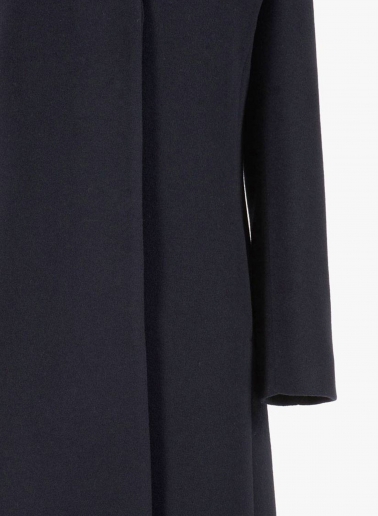 Cappotto blu in puro cashmere con collo alto