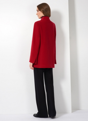 Cappotto corto rosso in lana e cashmere con collo alto
