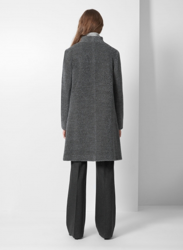 Cappotto grigio svasato in lana e alpaca con collo alto