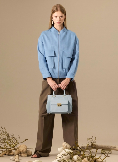 Bomber azzurro in lino