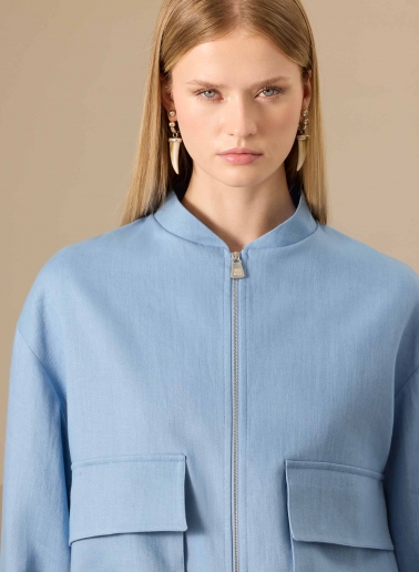 Bomber azzurro in lino
