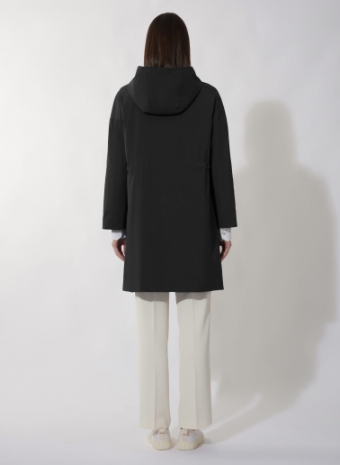 Parka nero in tessuto tecnico antigoccia