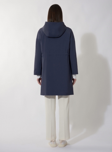 Parka blu marino in tessuto tecnico antigoccia