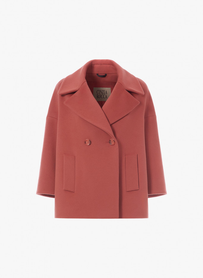 Pink wool double breasted jacket