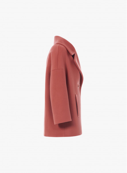 Giacca doppiopetto rosa in lana
