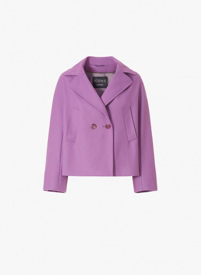 Giacca corta in lana con collo a revers color lilla