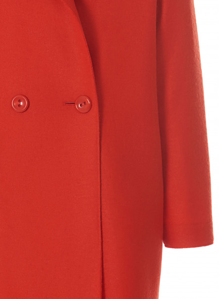 Cappotto over in lana cotta color corallo
