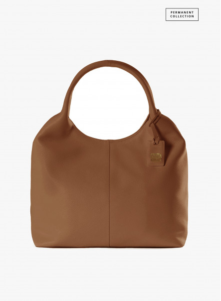 Maxi borsa a spalla in pelle color tabacco