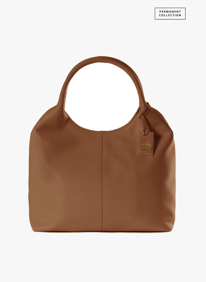Maxi borsa a spalla in pelle color tabacco