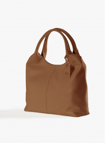 Maxi borsa a spalla in pelle color tabacco