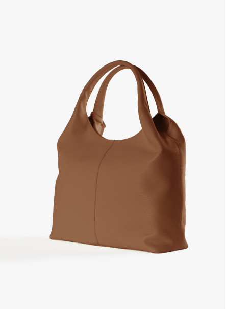Maxi borsa a spalla in pelle color tabacco
