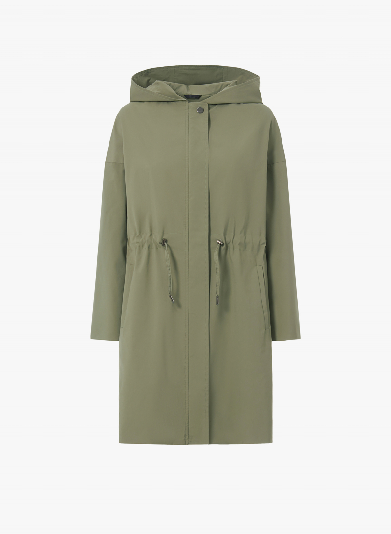 Parka verde militare in tessuto tecnico antigoccia